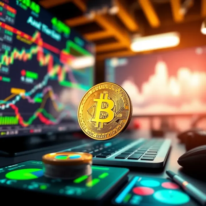 Market Analysis Tools and External Influences on Algo Coin Price Illustration of market analysis tools and external factors impacting Algo Coin value in a dynamic digital environment