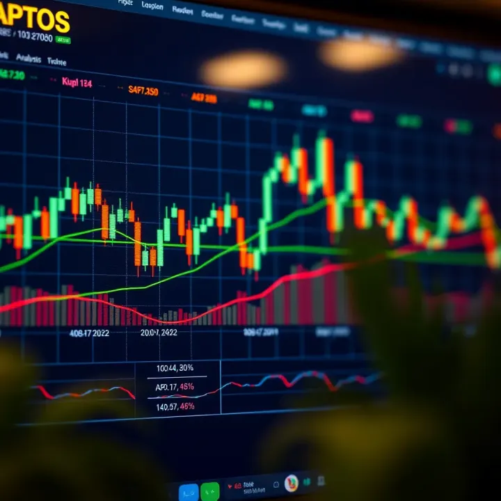 Technical Analysis of Aptos Market Movements Technical market analysis chart showing candlestick patterns and trading volume for Aptos