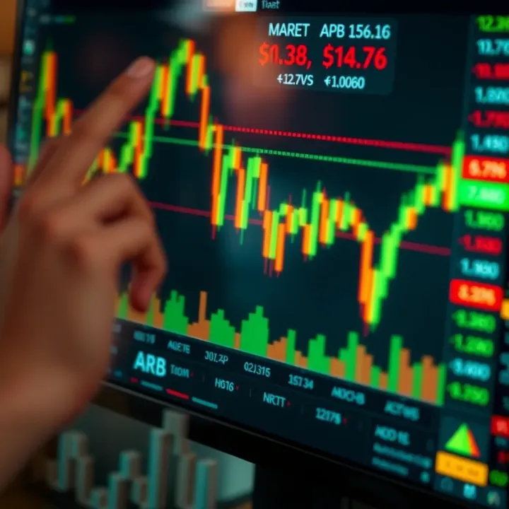 Digital chart illustrating market analysis and risk factors for ARB token