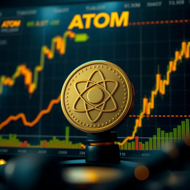 Graph showing historical price fluctuations and upward trends of ATOM cryptocurrency