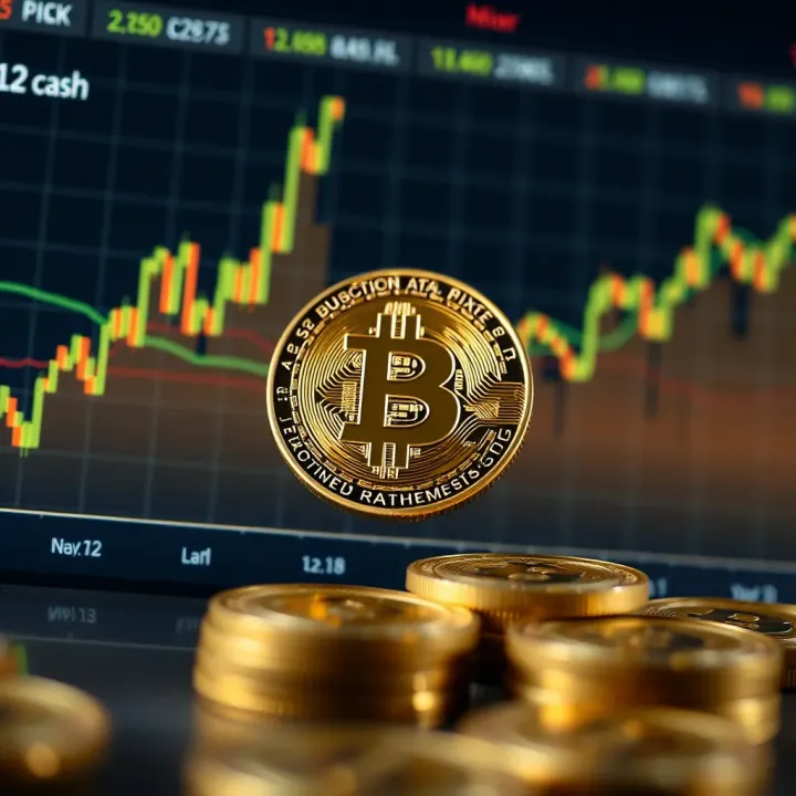Graph showing upward and downward trends in cryptocurrency price over time