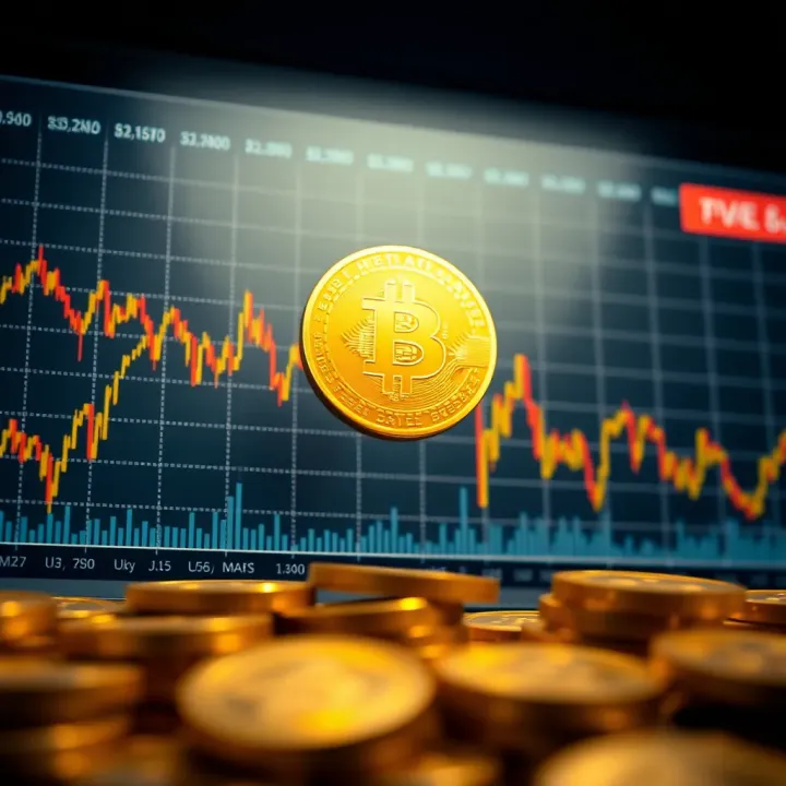 Graph showing fluctuating digital currency prices with upward and downward trends