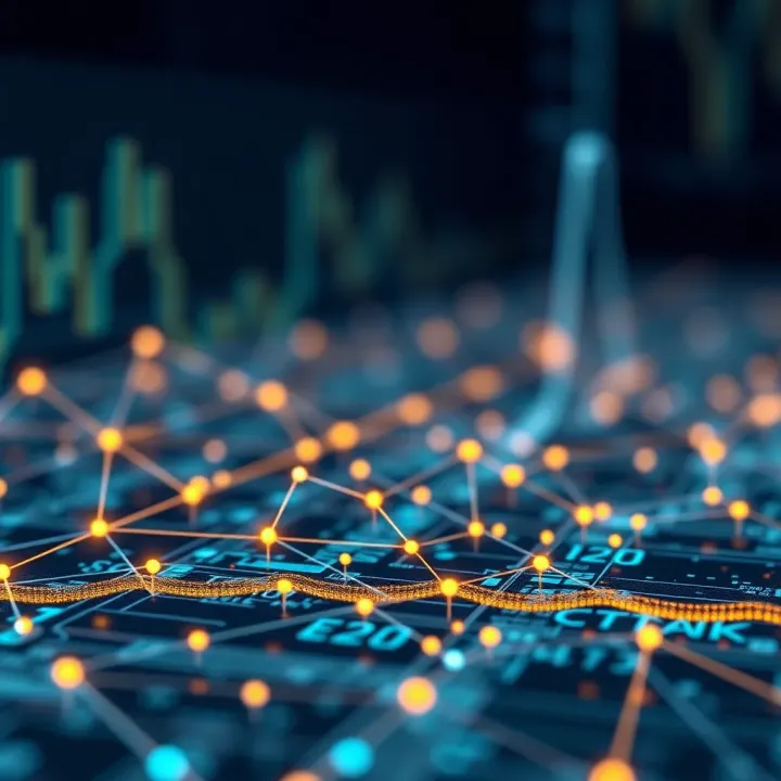 Visual representation of blockchain technology and artificial intelligence integration in Fetch.ai