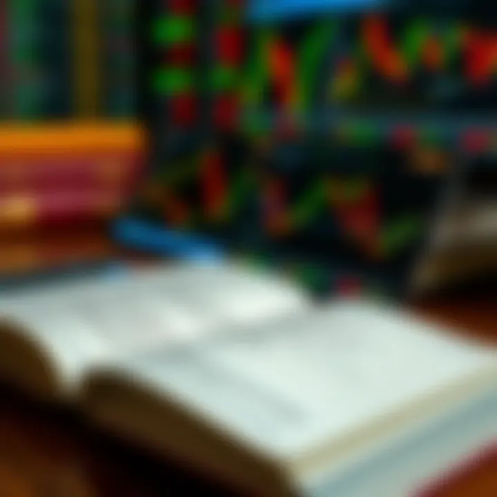 Open book displaying trading charts and financial graphs