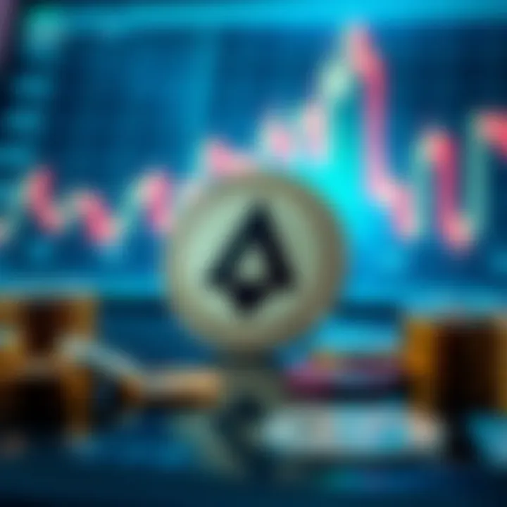 Illustration of cryptocurrency symbols with a focus on ApeCoin alongside market indicators