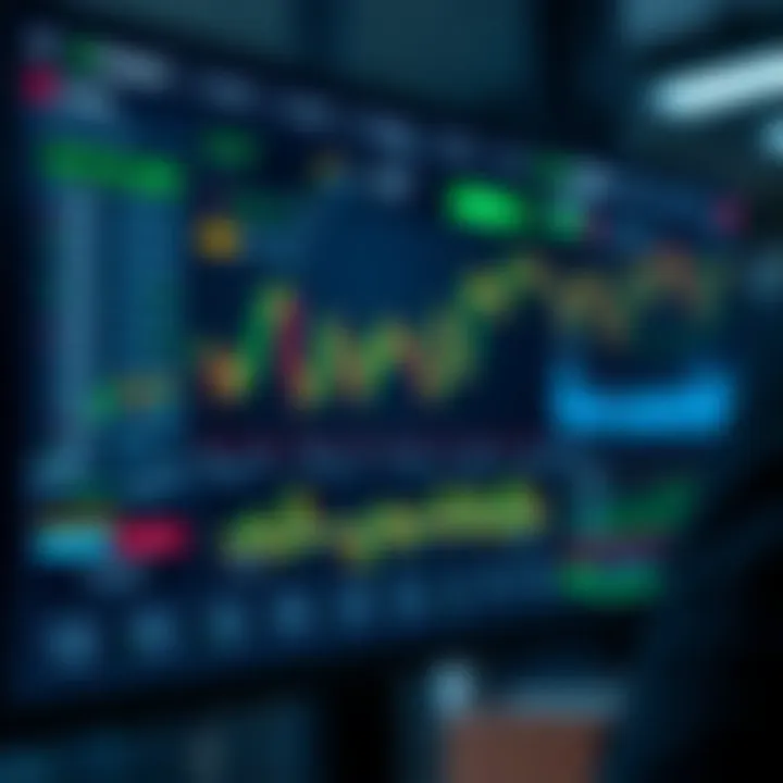 Conceptual illustration of a digital trading platform interface displaying market charts and trading options