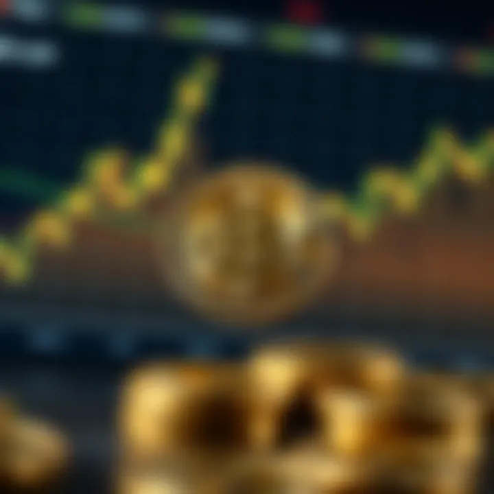 Graph showing upward and downward trends in cryptocurrency price over time