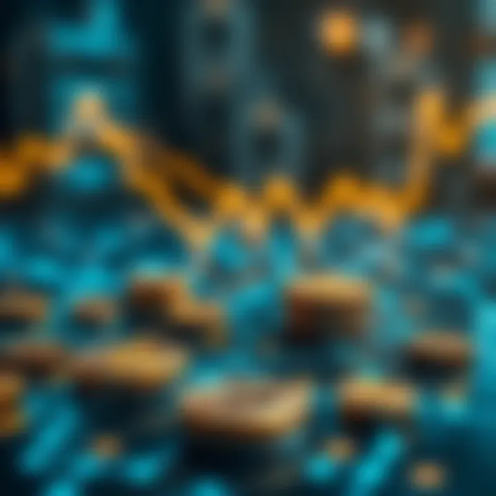 Digital coins and blockchain network visualization symbolizing market dynamics