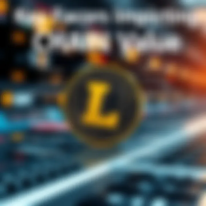 Visual representation of factors influencing Link coin value including technology, market demand, and blockchain adoption