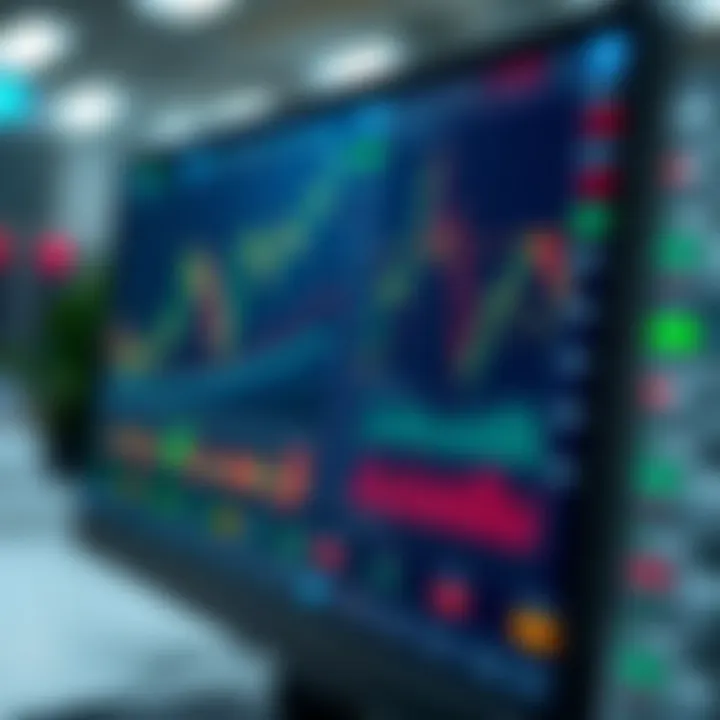 User interface of a trading platform with charts and stock market data displayed