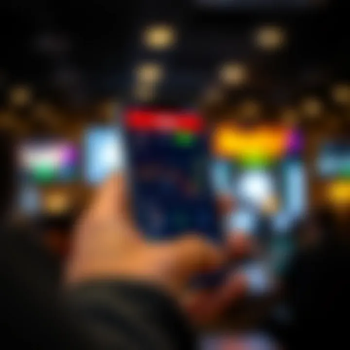 Mobile device displaying Deriv.com app interface with trading charts and options