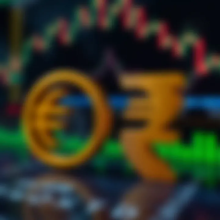 Market Analysis of Euro and Pakistani Rupee Exchange Dynamics Illustration of currency symbols of Euro and Pakistani Rupee with market analytics background