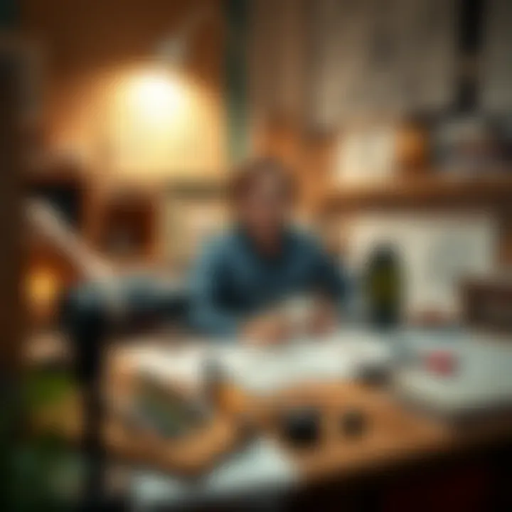 Artistic workspace featuring sketches and tools representing Da Vinci Jeremie's innovative career