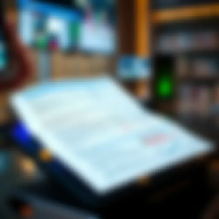 Accessing Digital Trading Book PDFs for Enhanced Market Understanding Open digital device displaying a trading book PDF with market data charts