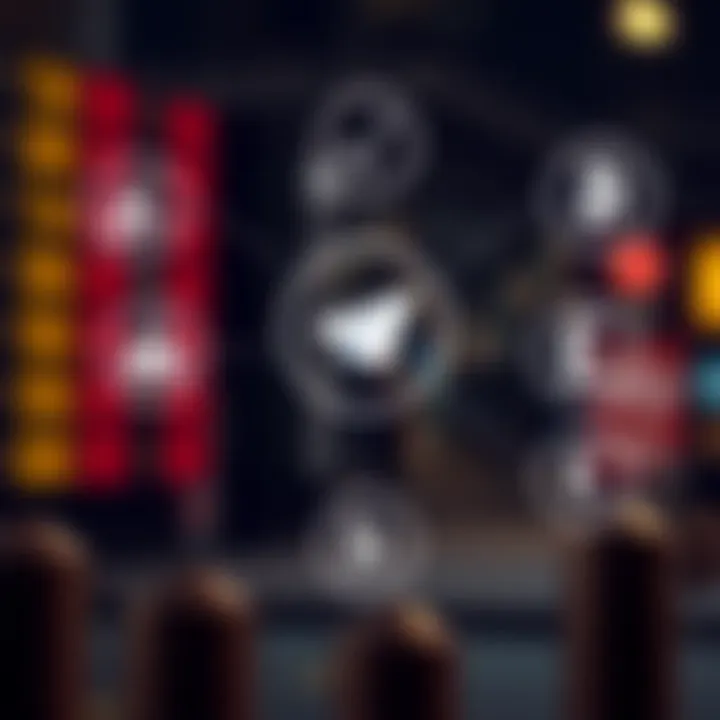 Conceptual graphic showing analysis of forex signal providers with risk management icons and currency symbols