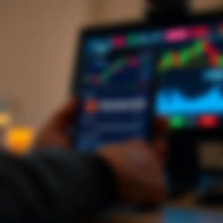 Mobile device displaying Exness Go trading app interface with market charts and trading options