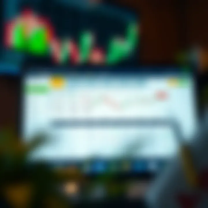 Illustration of a computer screen showing a demo trading account with virtual funds