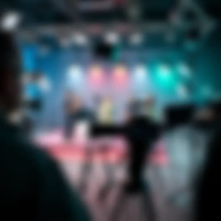 Contemporary Pashto Film Production with Advanced Technology Modern Pashto film set with advanced filming equipment and vibrant lighting