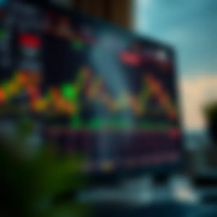 Computer screen showing forex trading platform with currency charts and data