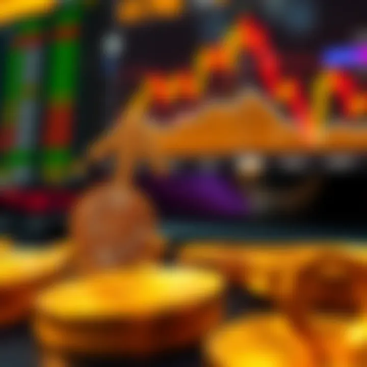 Currency symbols with upward and downward arrows showing market fluctuations