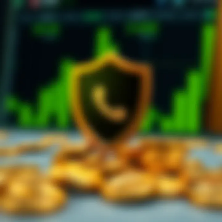 Safety Tips for Joining Gold WhatsApp Group Links Illustration of a secure shield symbol overlaying gold coins representing safety in online group participation