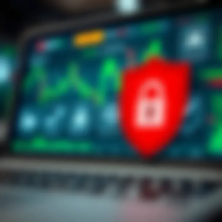 Visual representation of security features and regulatory compliance icons related to online trading
