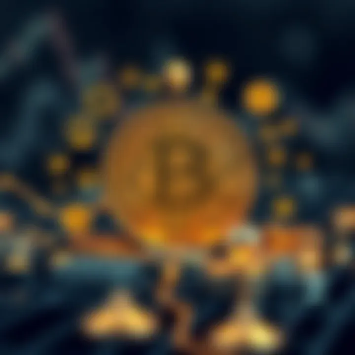 Conceptual illustration of digital currency with Pi symbol surrounded by financial and technological icons