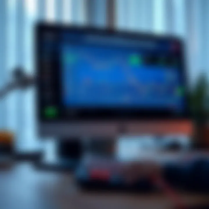 Quotex Trading Platform on Desktop Desktop computer showing Quotex trading platform with account dashboard and market data