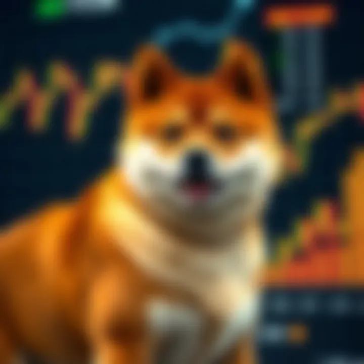Graph showing Shiba Inu coin price fluctuations with trend lines and market indicators