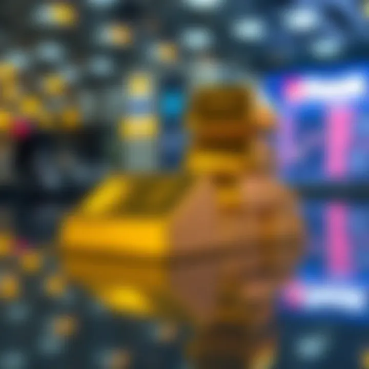 Close-up of gold bars stacked on a reflective surface illustrating investment value