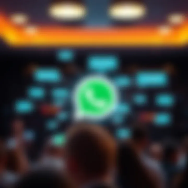Illustration of a digital network connecting cryptocurrency enthusiasts through chat bubbles representing conversations