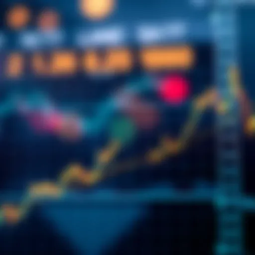Cryptocurrency Price Trends and Market Fluctuations Graph showing cryptocurrency price fluctuations over time with highlighted trend lines