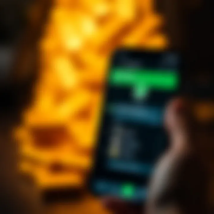 Mobile device displaying a WhatsApp group chat focused on gold trading discussions
