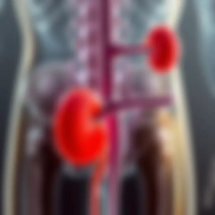 Diagram showing formation of kidney stones inside the urinary tract