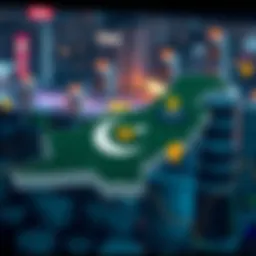 Cryptocurrency Regulation Landscape in Pakistan Digital map of Pakistan highlighting cryptocurrency exchange regulations