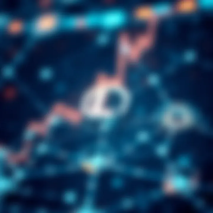 Digital concept of LINK blockchain technology with interconnected nodes and data flow