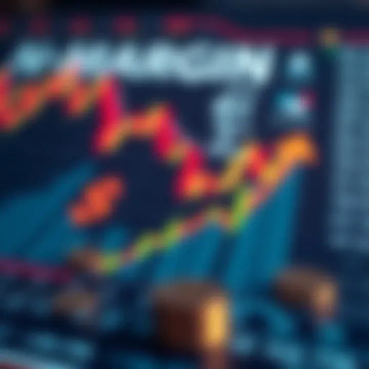Illustration showing the concept of margin in forex trading with currency symbols and leverage indicators