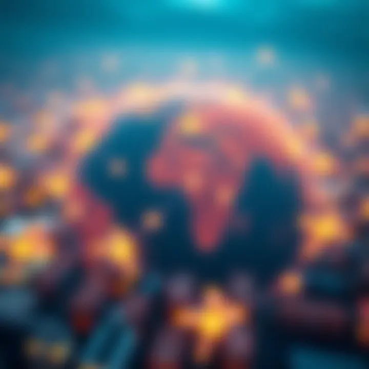 Global trade network illustrating exchange of goods without capital investment