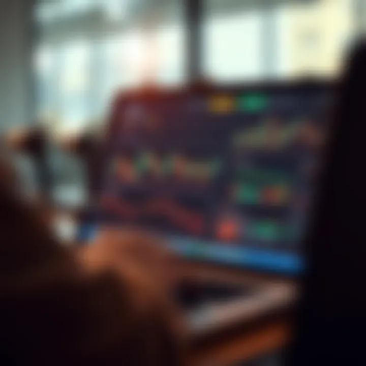 User analyzing various trading platforms on a laptop screen with charts and data