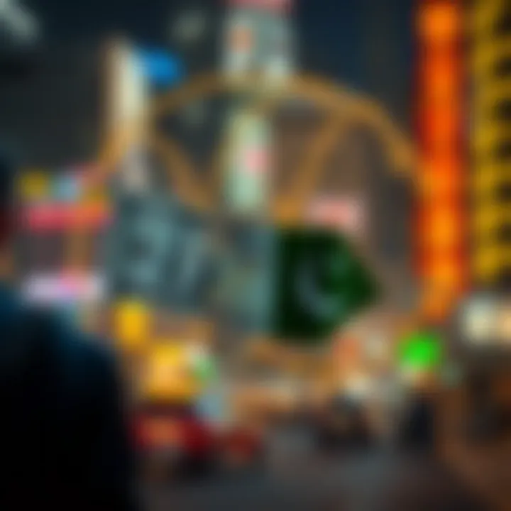 Global Market and Political Factors Affecting USD to PKR Exchange Rate Illustration of global market dynamics influencing currency exchange with political and economic factors