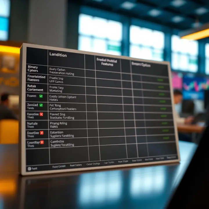 A detailed comparison chart displaying key features of top binary option brokers in Pakistan