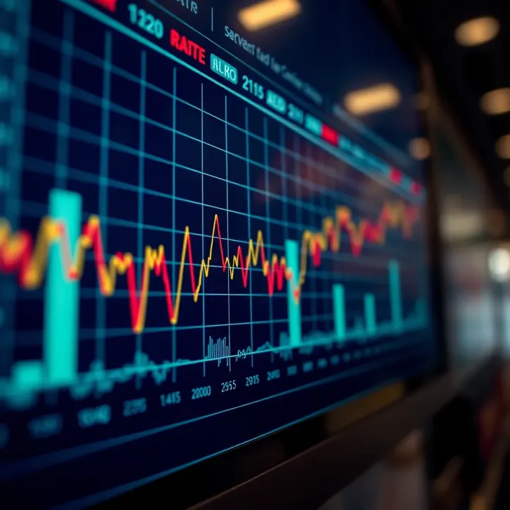 Graph showing currency exchange rate fluctuations over time