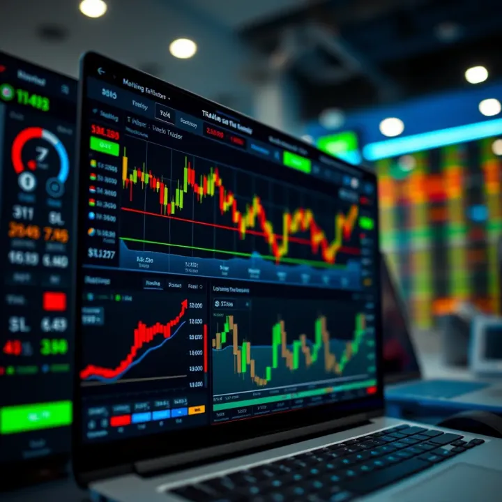 Screenshot of a trading platform interface showing market charts and trading options