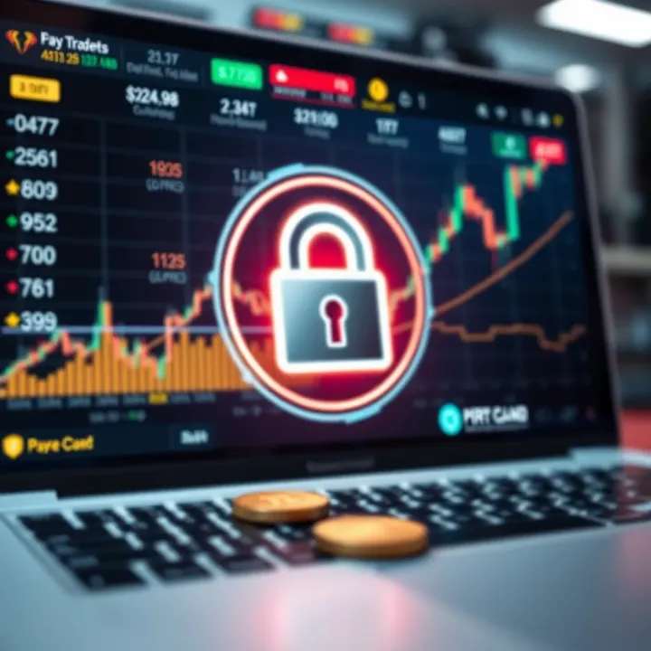 Illustration of secure online transaction with digital padlock and currency icons