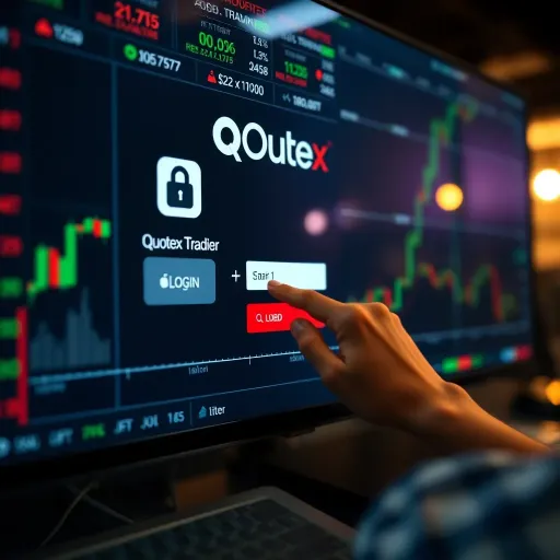 Logging into Quotex Trading Platform User entering credentials on digital interface of trading platform