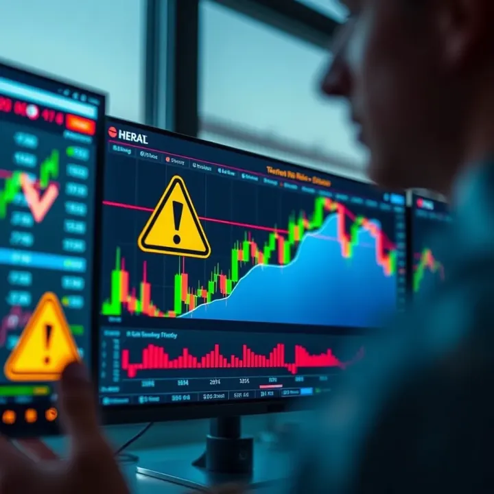 Visual representation of risk management strategies with charts and warning symbols