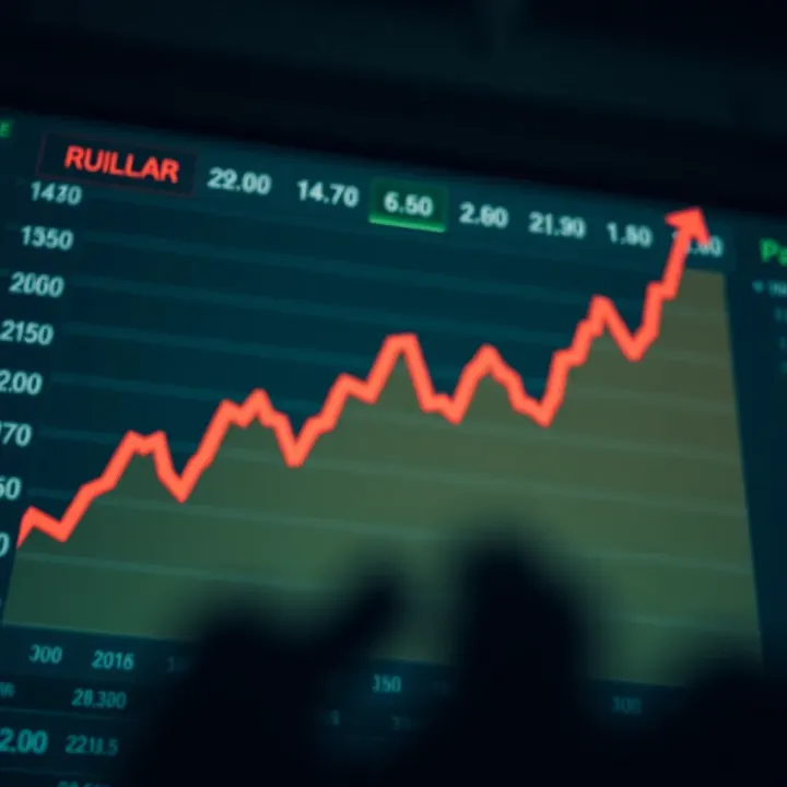 Graph showing fluctuating currency exchange rates between US Dollar and Pakistani Rupee