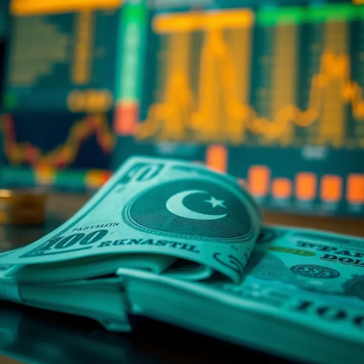 Key Economic Drivers Affecting the Pakistani Rupee Exchange Rate Illustration of economic indicators like inflation, government policies, and global trade impacting currency value