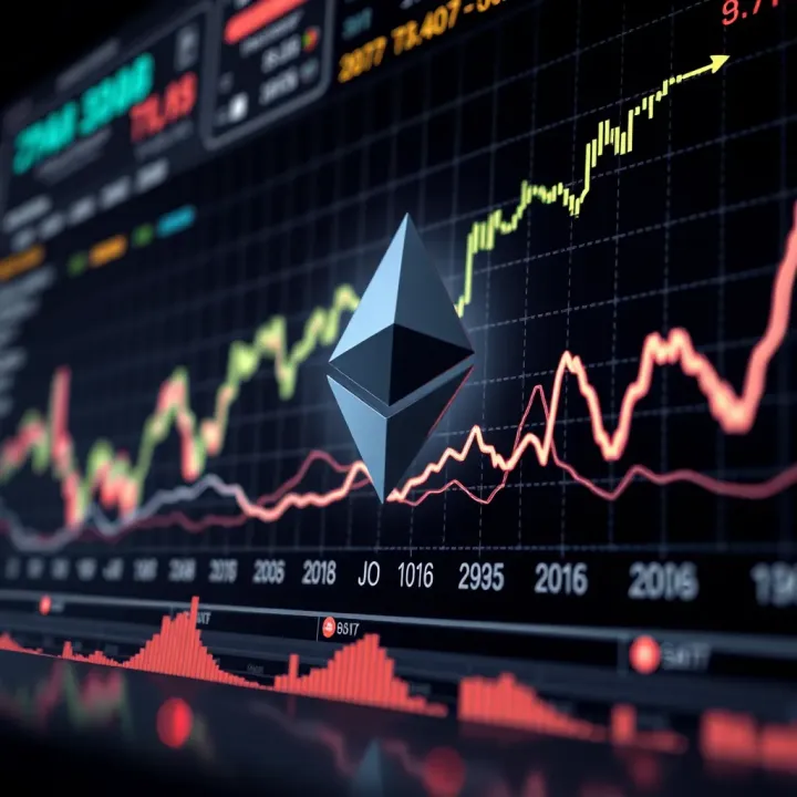 Graph showing Ethereum price trends and key technological milestones