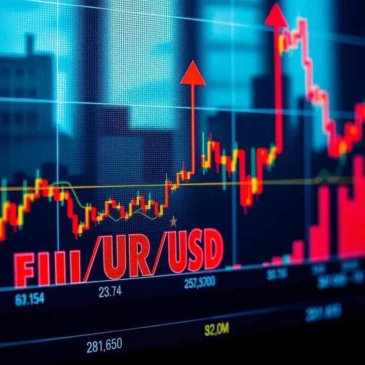Graph displaying fluctuations in the EUR/USD currency pair influenced by economic indicators and central bank policies
